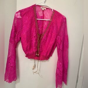 Pink eyelet top